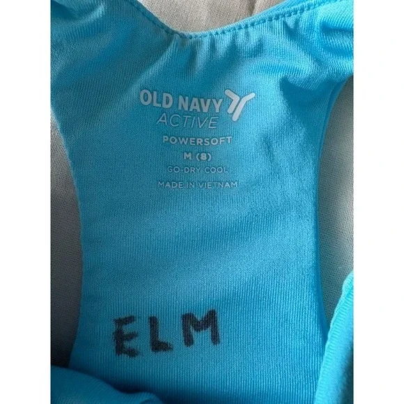 Old Navy Active Bra M(8) Powersoft Girls Crop Top Turquoise/Pink Athletic Sports - Picture 2 of 13